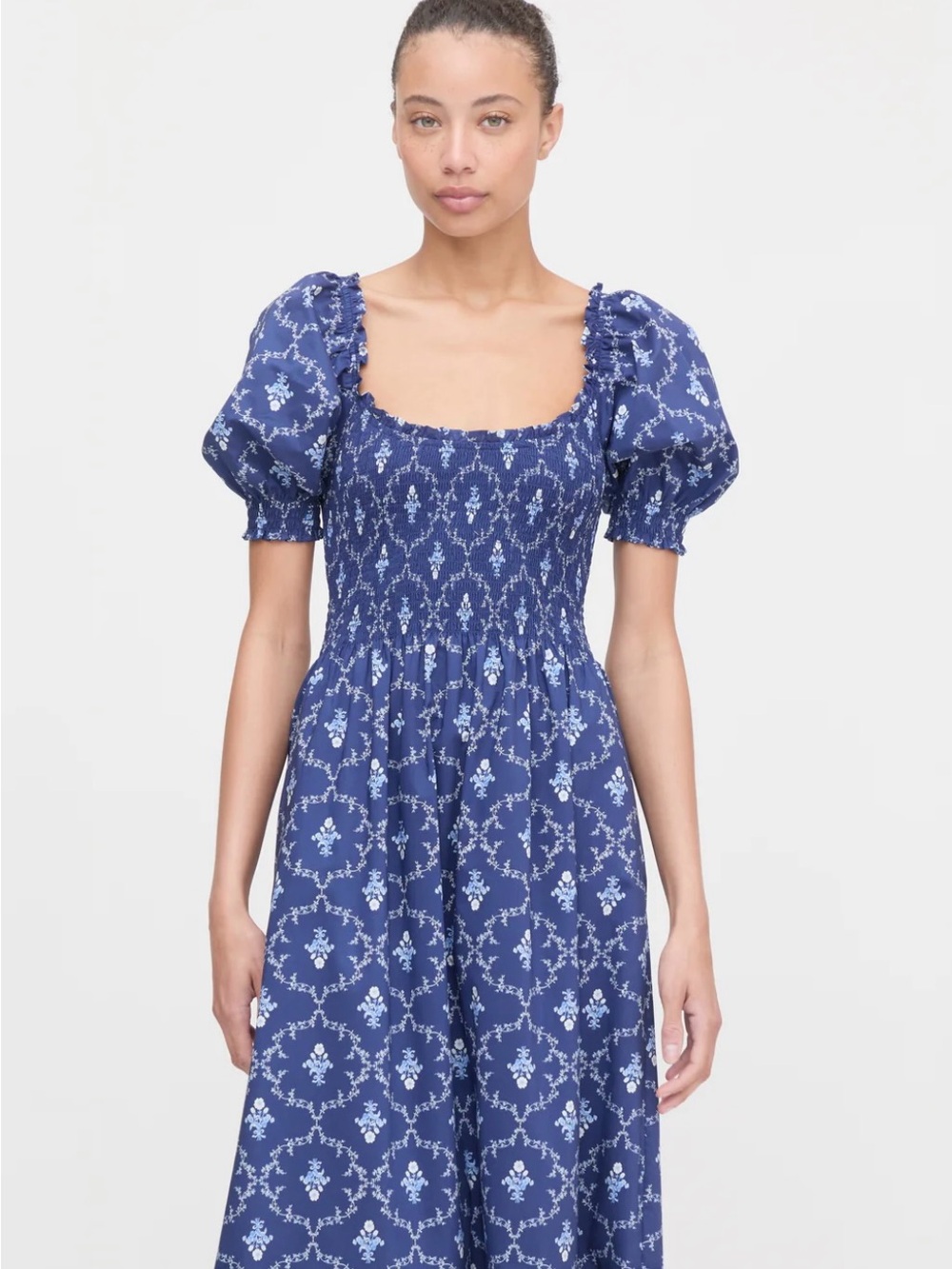 NWT Hill House Home Louisa Nap Dress Navy Trellis - Picture 4 of 11